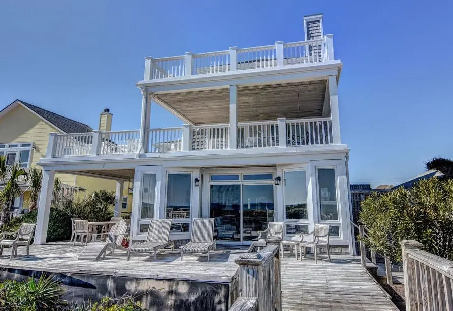 A beach house at 813 South Lumina Avenue, Wrightsville Beach, was the most expensive home to sell in the tri-county area. The home sold for $2.85 Million. Photo © Intracoastal Realty Corp. Used with permission.