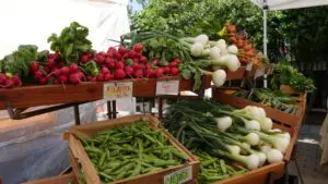 vegetables on trays