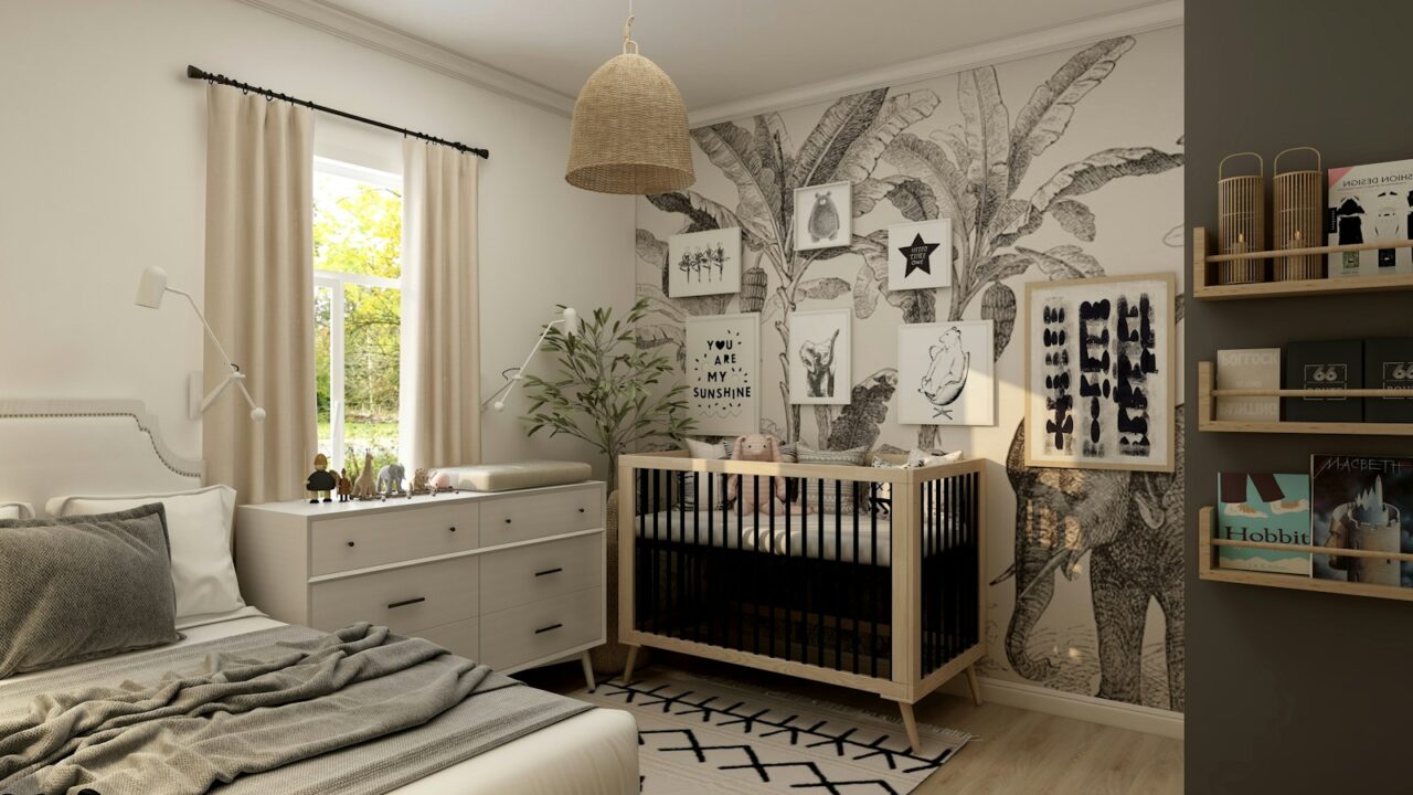 white wooden bed frame with white bed linen